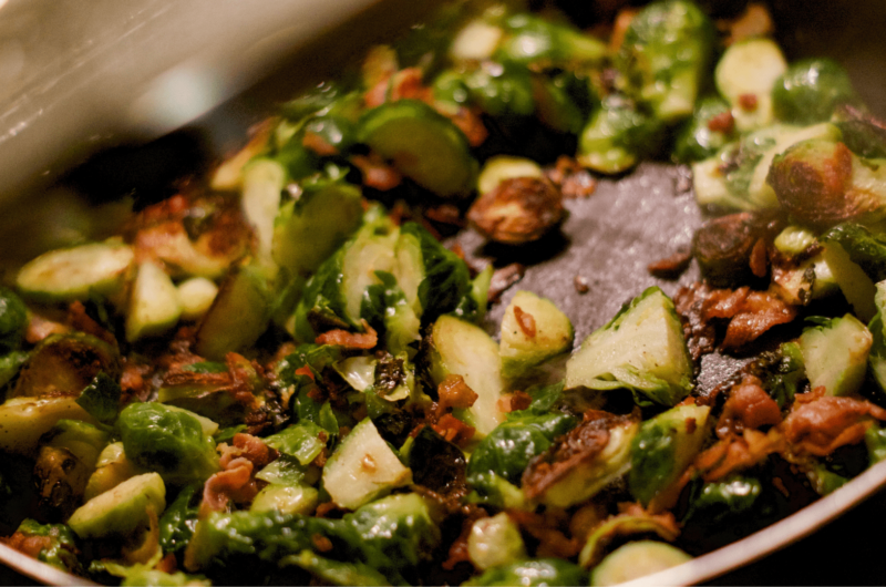 Roasted Brussels Sprouts with Bacon and Walnuts