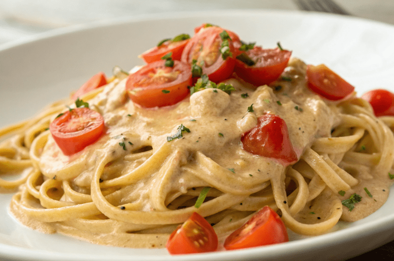 Vegan Pasta with Cashew Cream Sauce 